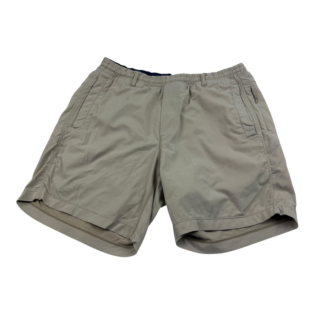 Birddogs Mens Khaki Gym Shorts Lined Elastic Waist Tan Size Large 7 Inch Inseam